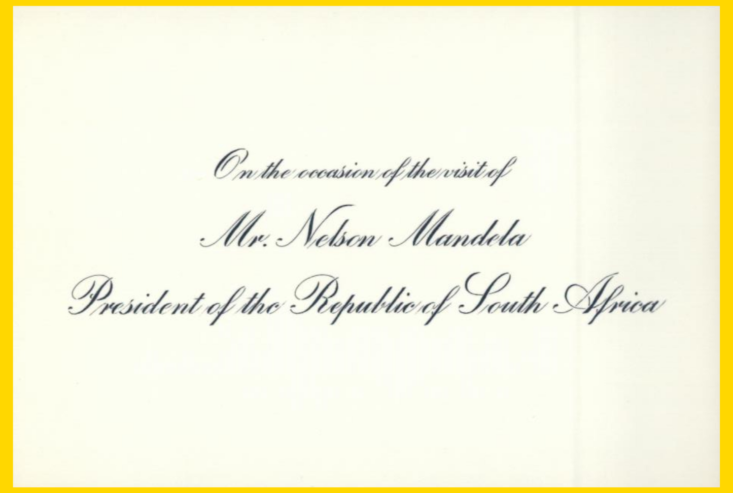 Vintage Menu #7 — Luncheon for Nelson Mandela at the White House - 1994